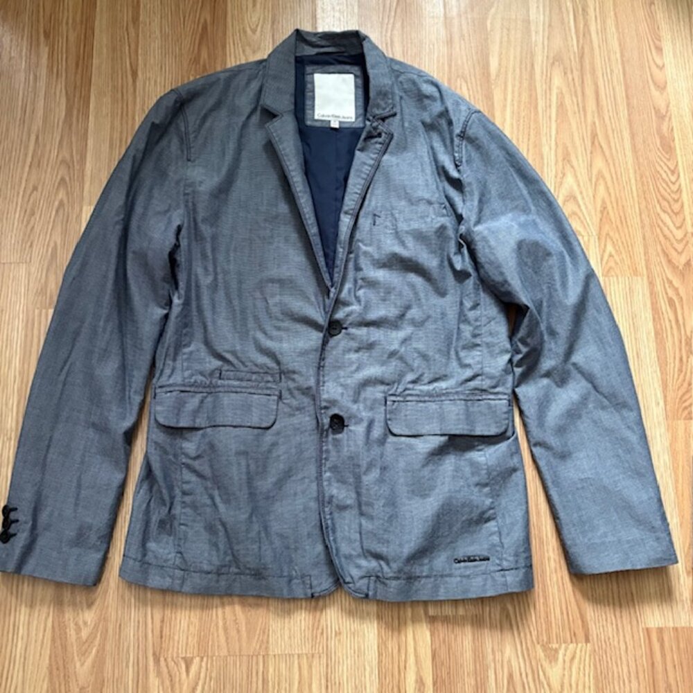 Calvin Klein Jeans Men’s Chambray Blazer Jacket Size M – Casual Tailored Coat